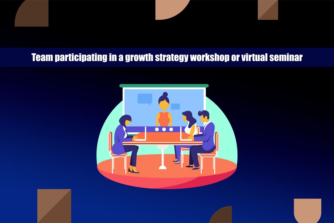 Team participating in a growth strategy workshop or virtual seminar.