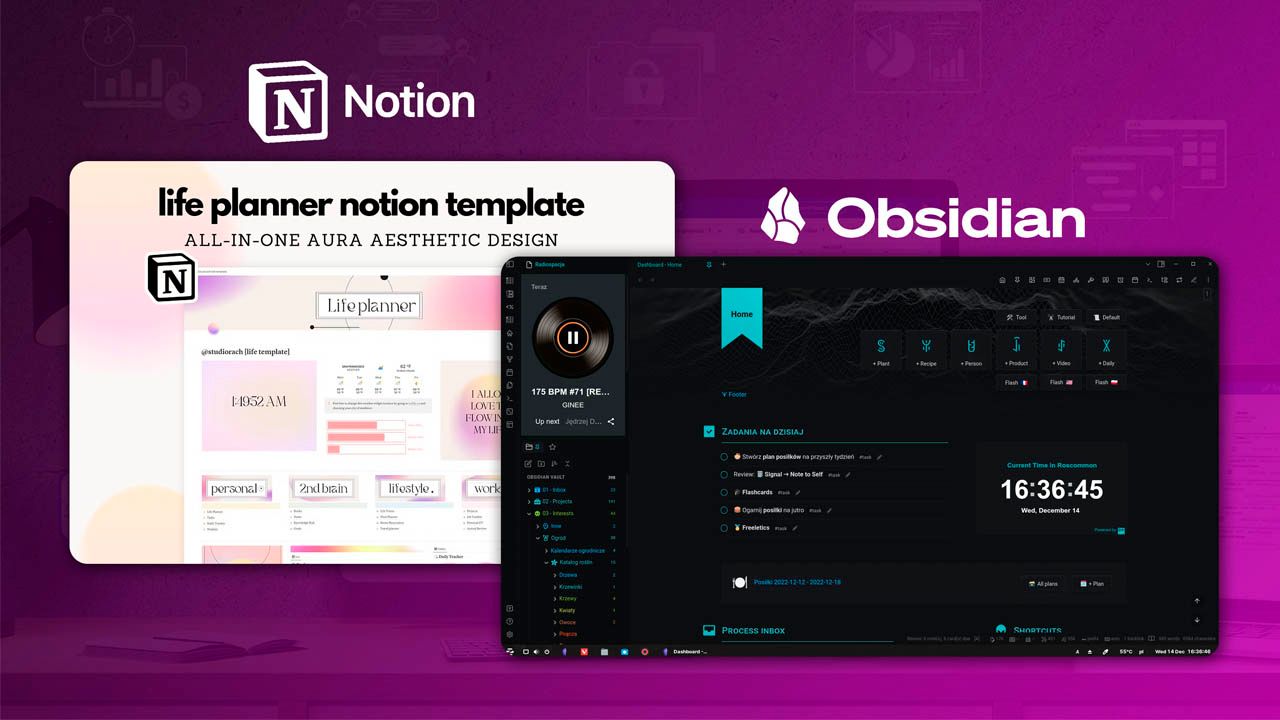 Visual representation of Notion slowing down with big data vs Obsidian maintaining fast local performance.