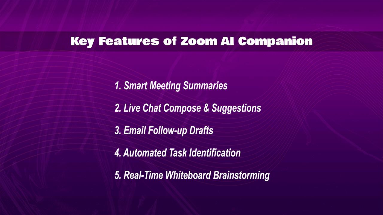 Zoom AI Companion dashboard showing key features